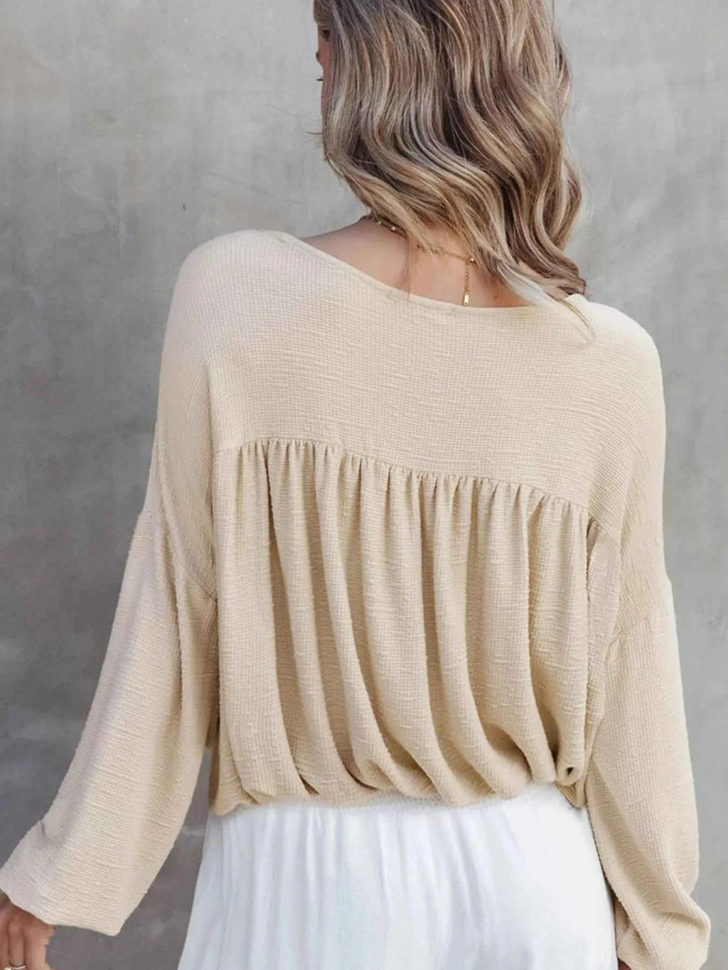 Textured Drop Shoulder Long Sleeve Top 78963b91-665c-4891-b852-c9dbfcc762df-Max-Origin