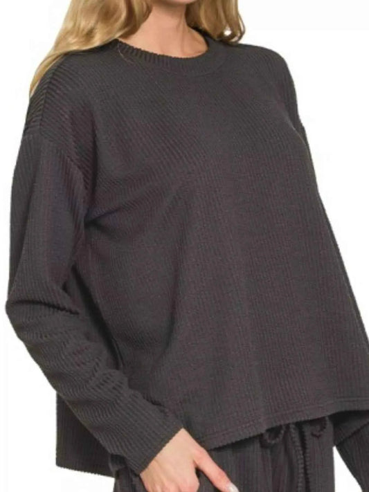 Corded Rib Long Sleeve Tee and Shorts Set 789eb832-9d2c-49b6-b691-d3725759c749-Max-Origin