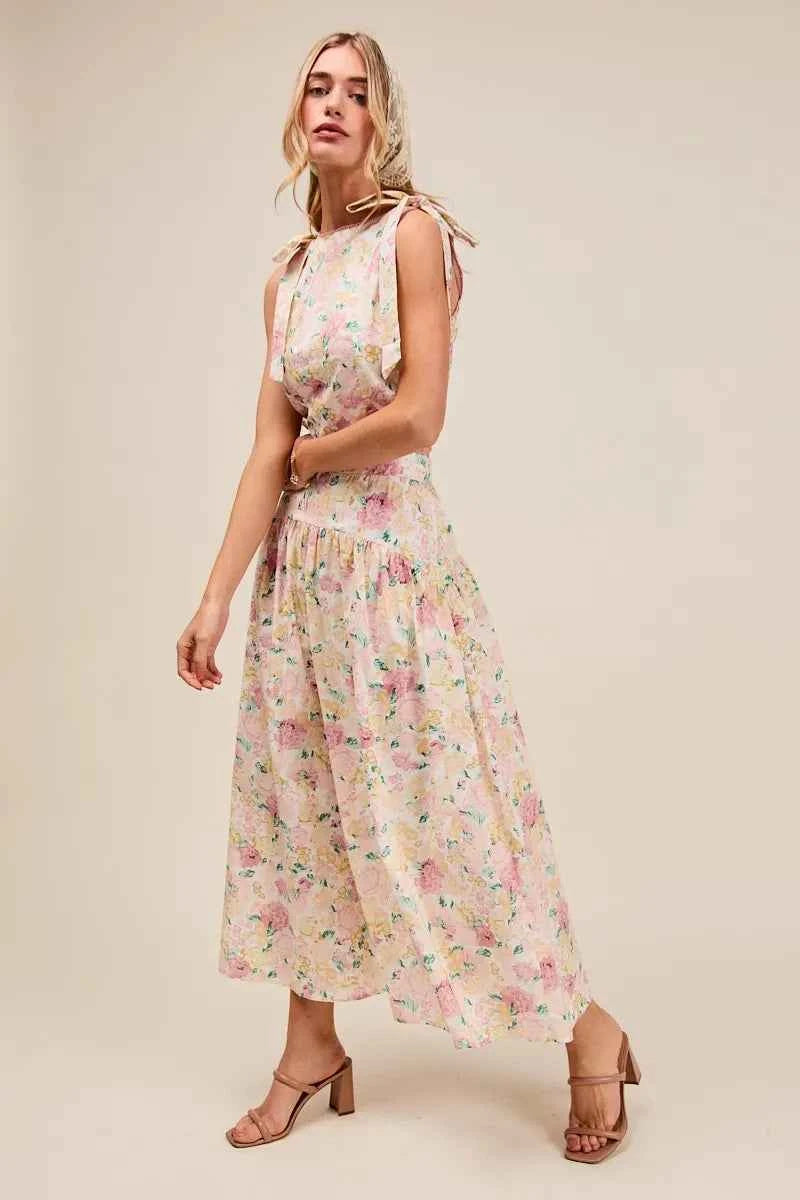 SO ME Floral Printed Woven Shoulder Bow Tie Top and Skirt Set 789fa77305b8480199299e1b550f7cb8-Max-Origin