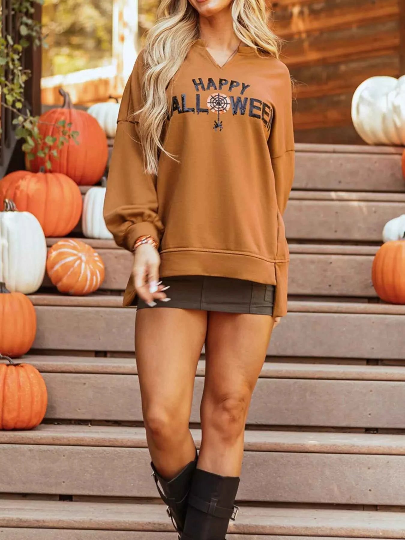 Happy Halloween Graphic Notched Long Sleeve Loose Top 78bdd7da-ae2a-41a5-91a3-a06b33adcefc-Max-Origin