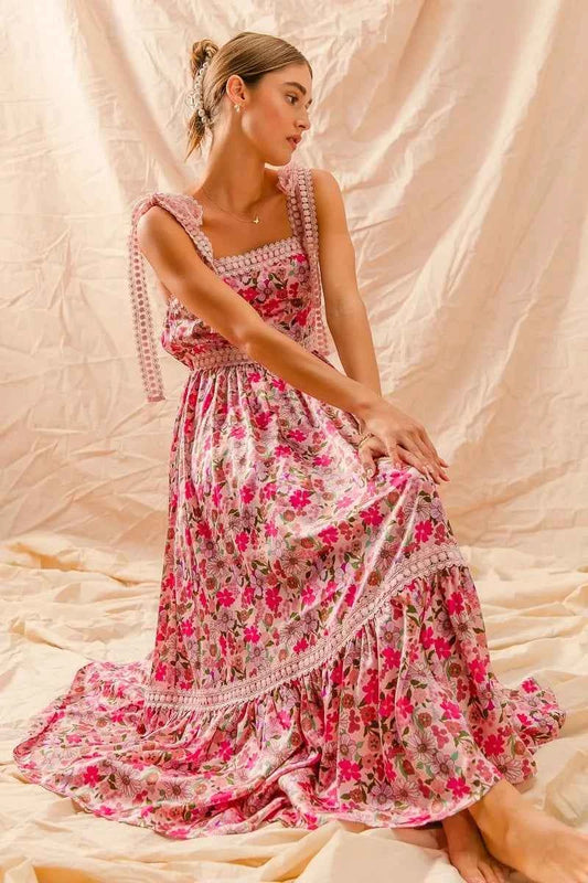 Floral Maxi Dress With Ribbon Tie Lace Strap 78bfc70801ce474ca6ca53c2e3777865-Max-Origin
