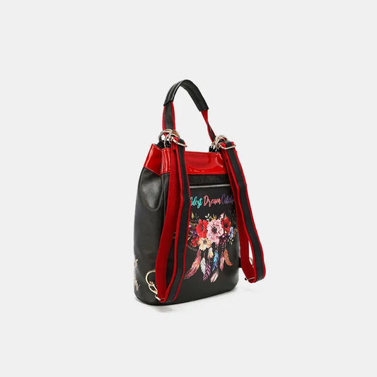 Flower Pattern Adjustable Strap Backpack Bag 78c9bca8-5add-47aa-aeec-9e85d964e3f0-Max