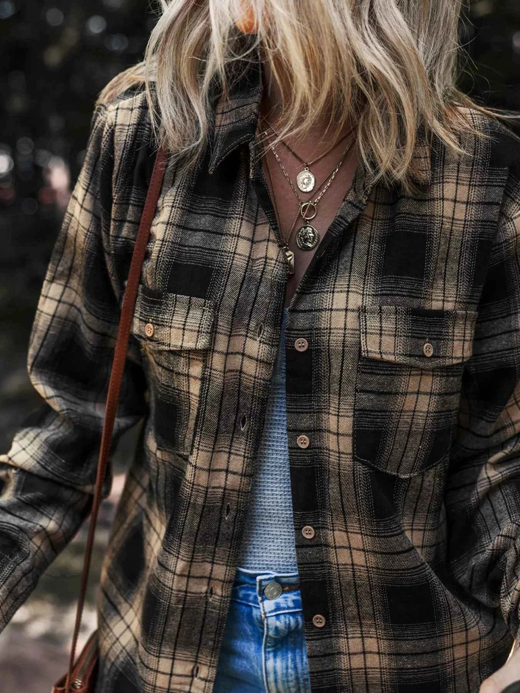 Plaid Double Flap Pocket Brushed Shacket 78d21637083a4b59bed4492c38b0d67d-Max-Origin
