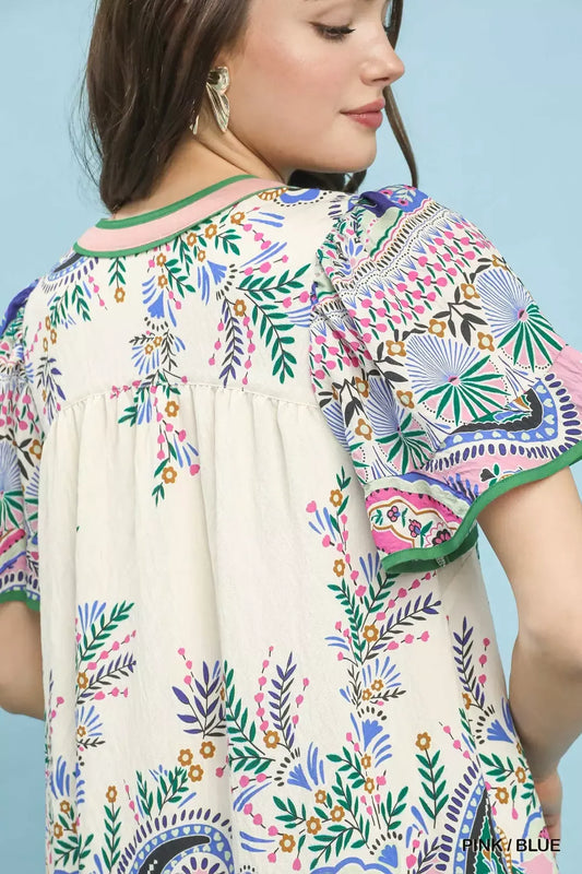 Paisley Flutter Sleeve Mini Dress 78d5e5b7-b856-4525-a817-0dd43e349180-Max-Origin
