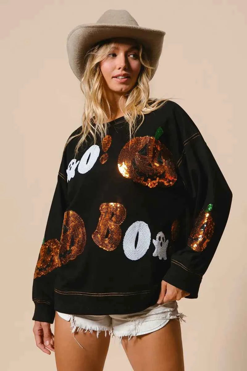 BiBi Halloween Theme Sequin Embroideries Sweatshirt 78d7dfd8a46641c8b0759066304a763d-Max-Origin