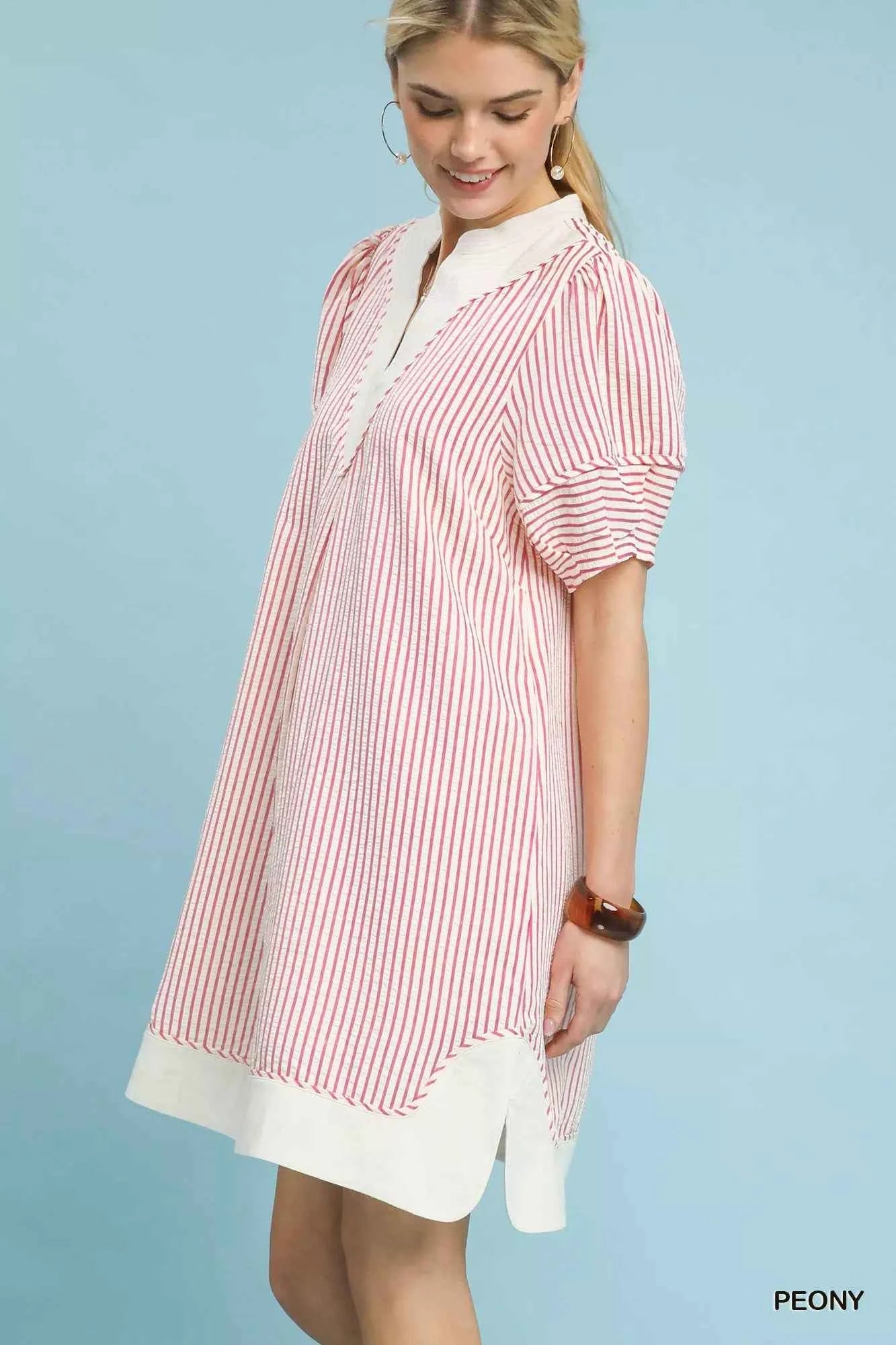 Umgee Pinstripe Shift Dress with Contrast Trim 78db9df8-0316-4c55-bf1c-b916e49819ef-Max-Origin