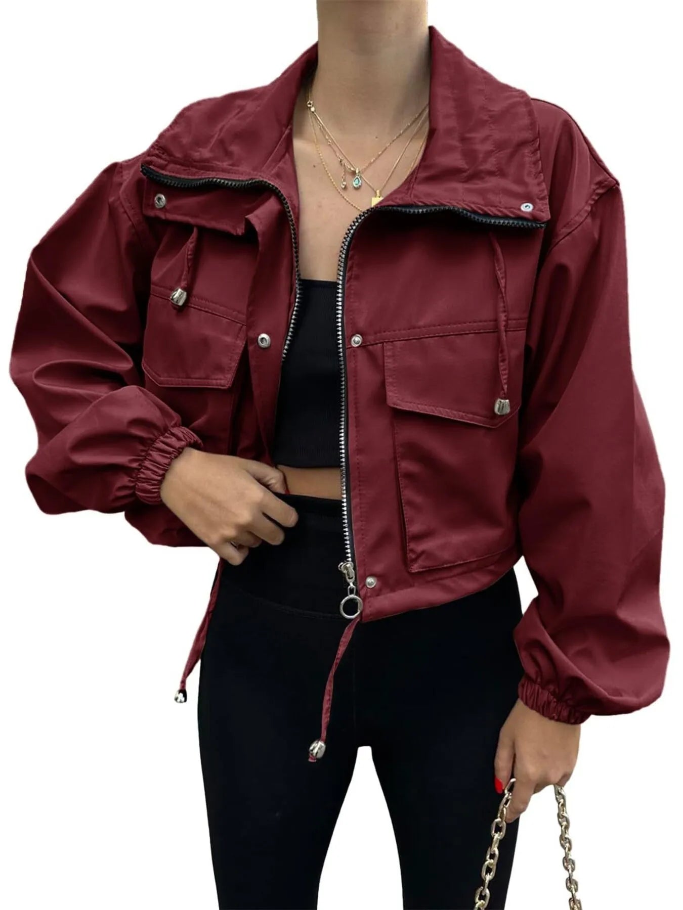 Drawstring Hem Zip Up Jacket 78e71f18984c4ffba2d6a0b74b1b1e45-Max-Origin