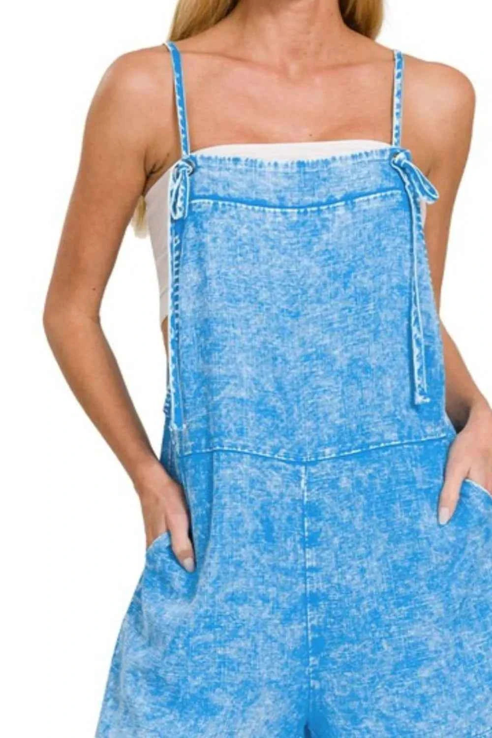 Zenana Washed Linen Knot Strap Rompers 79060a1b-d992-46cf-9513-1be7191a40ce-Max-Origin