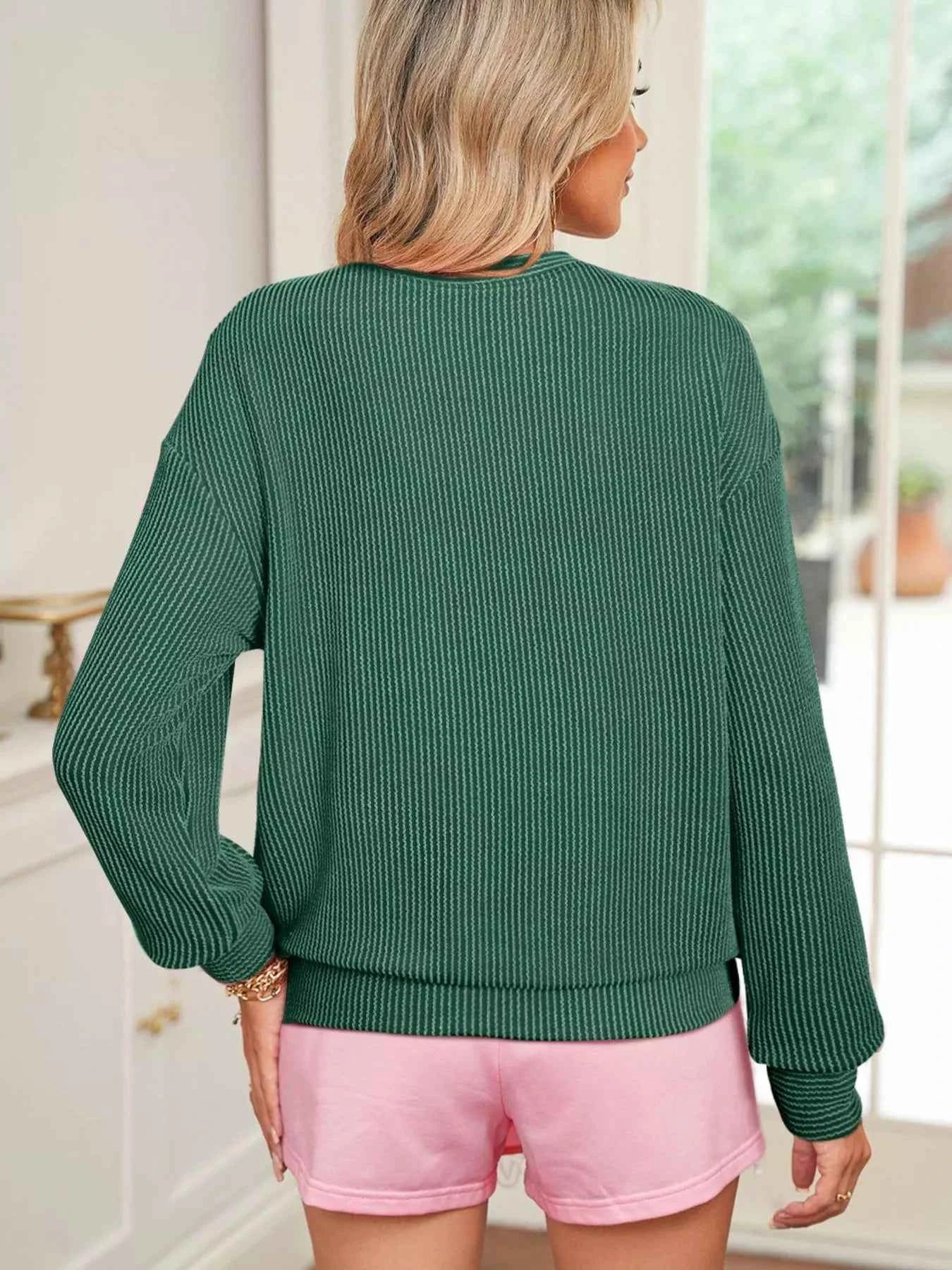 Merry Twisted Rib Christmas Loose Long Sleeve Top 7911bf5f-312e-4801-b007-70af4d86a20b-Max-Origin