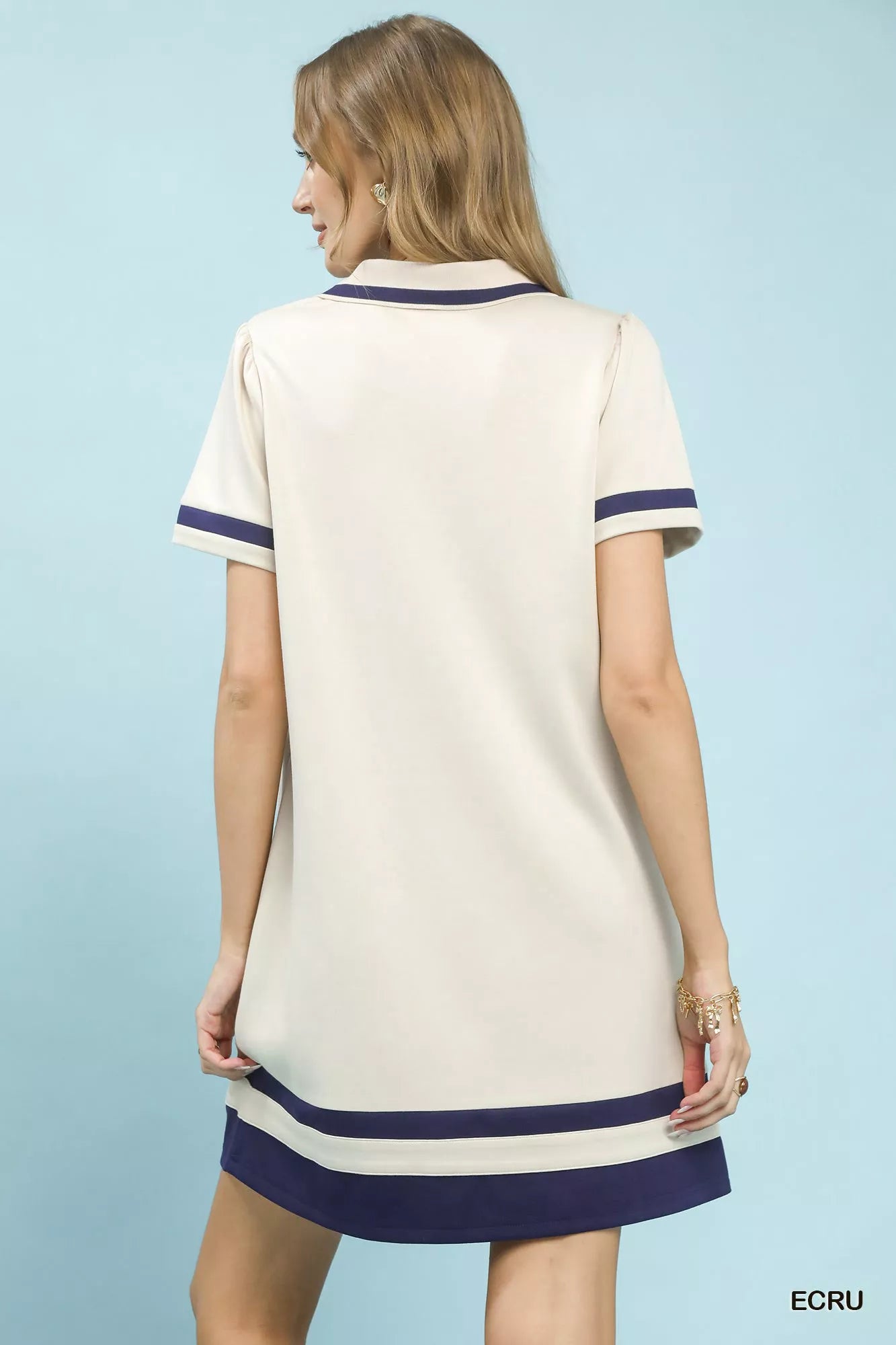 Umgee Striped Contrast Short Sleeve Shift Dress 79179d7a-baee-426a-a6a1-9f63f7cb824e-Max-Origin