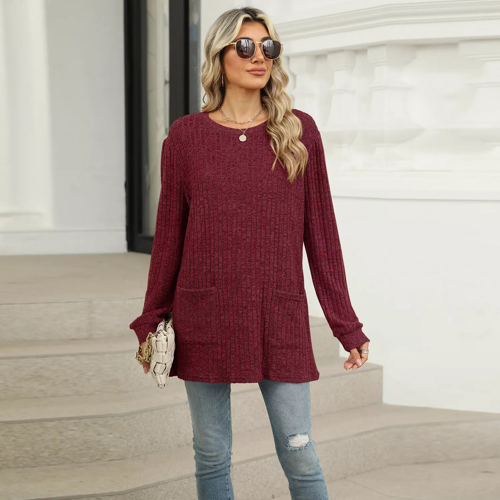 Ribbed Knit Long Sleeve T-Shirt 791b0609-e1b2-4de5-af2c-70a775724b4b-Max-Origin