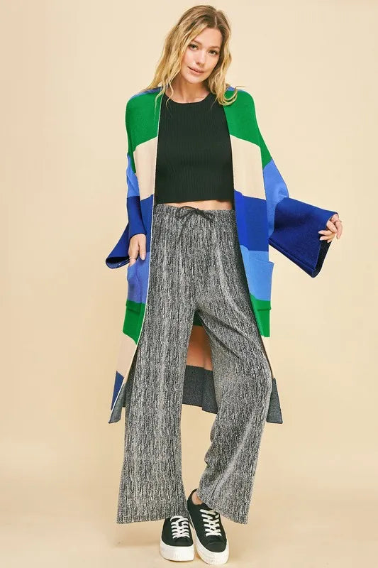 Davi & Dani Color Block Kimono Sleeve Open Front Cardigan 791e311d-ec08-4a2c-83be-850517b4e7a4-Max