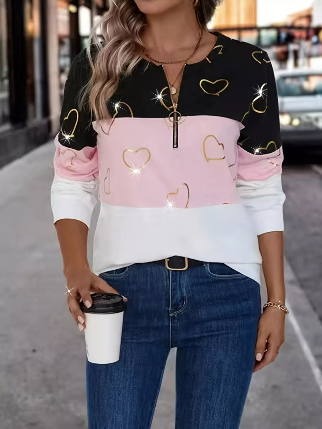 Striped Quarter Zip Long Sleeve Top 792daaa895914cb1b823725cd432cb4d-Max-Origin