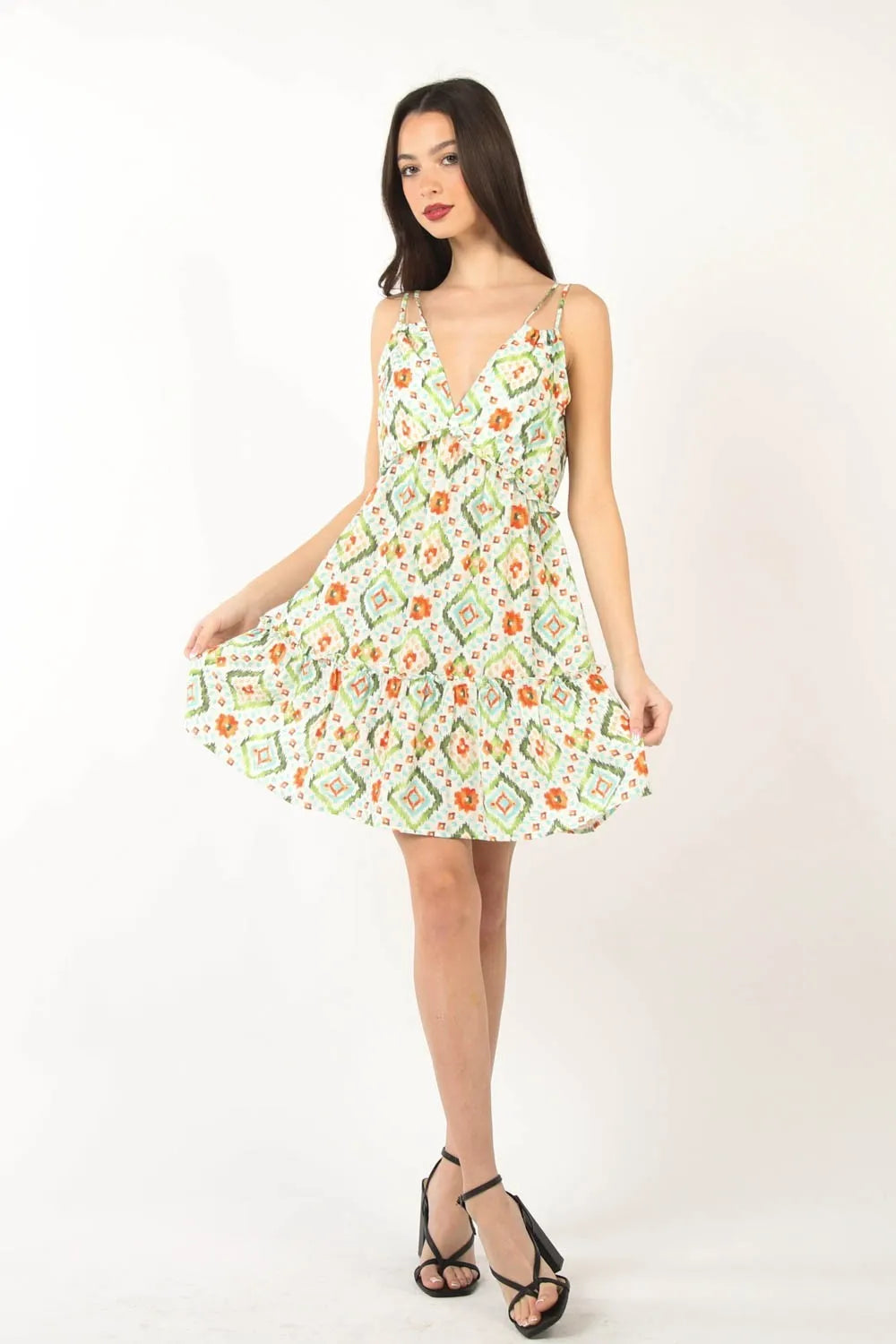 VERY J Floral Back Smocked Ruffled Mini Dress 79342964-3a80-4a7a-b99c-d9d99aef2226-Max
