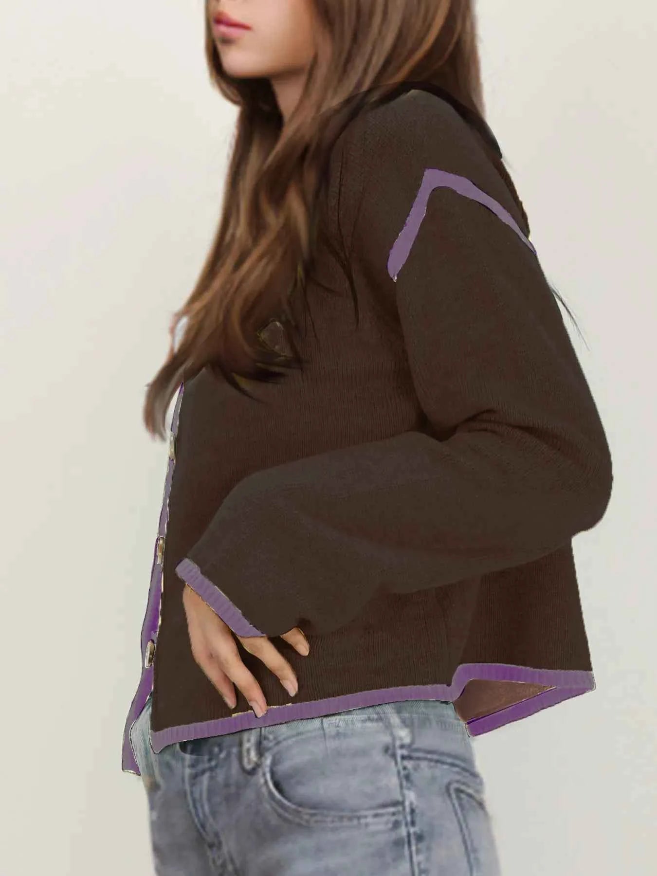 Button-Front Cardigan with Contrast Trim 7938ae5ce2054a1f83512f6ca330968a-Max-Origin