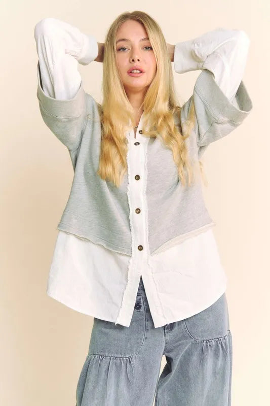 Davi & Dani Faux Layered French Terry Contrast Top 793a2f91-89bf-4ca9-8861-50c18f329e7f-Max