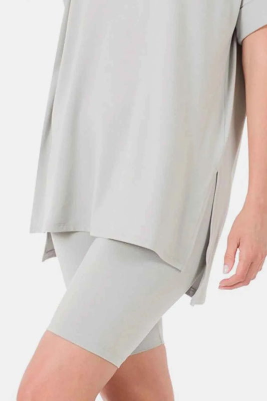 Full Size V-Neck Short Sleeve Slit T-Shirt and Shorts Set 793a4b43-f3f5-49ad-989a-3d833e66ae05-Max