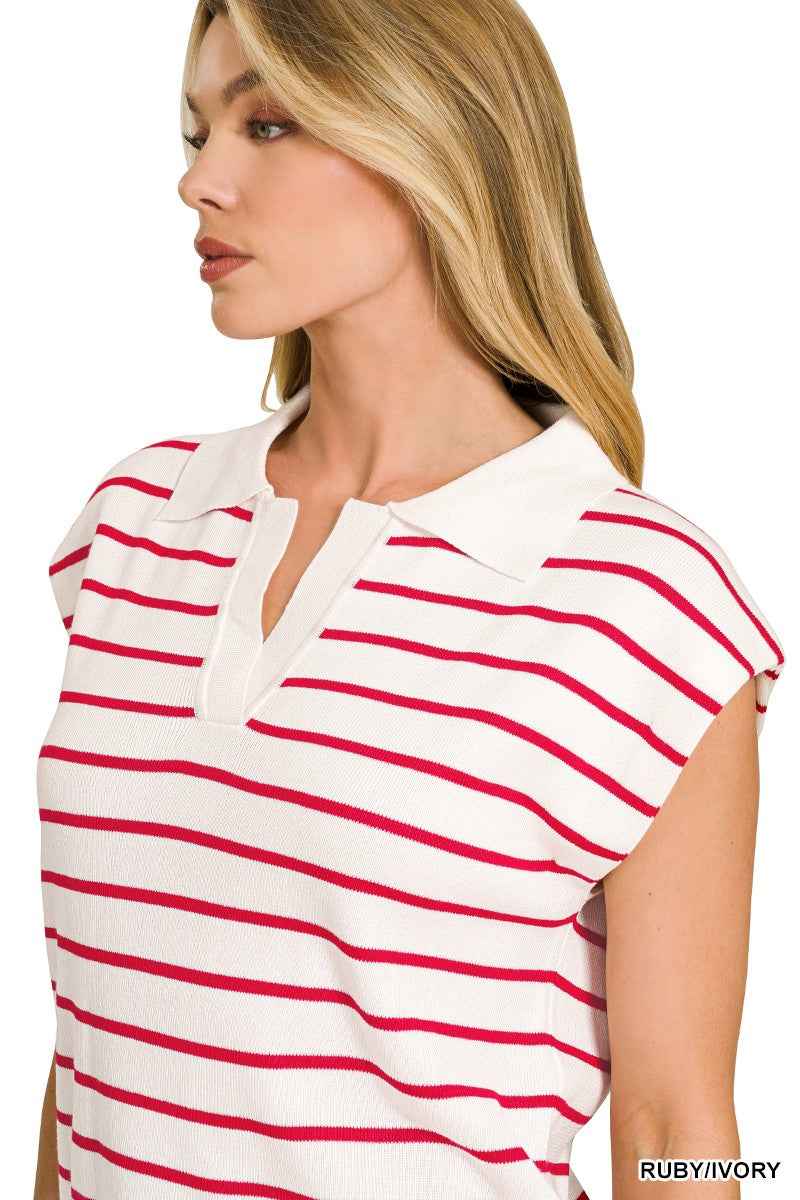 Zenana Viscose Striped Collared Sweater Vest 793f258af42140e192a4b899dcfa4af1-Max