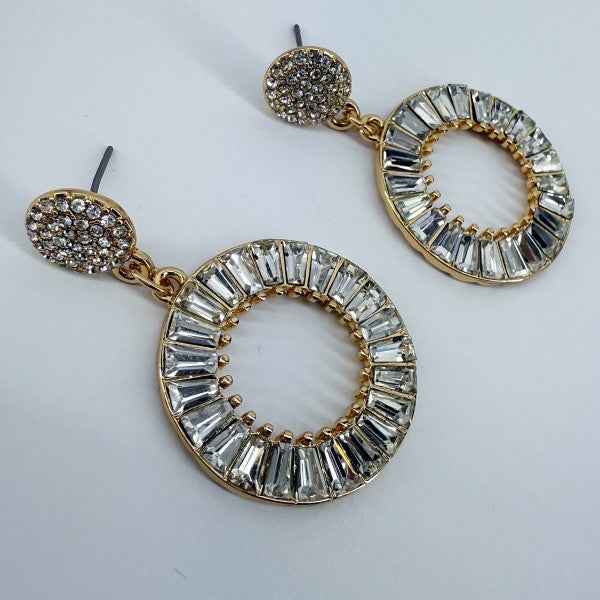 Drop Dangle Circle Rhinestones Gold One Size 794039da-901c-4e1b-85be-b698be7ba815