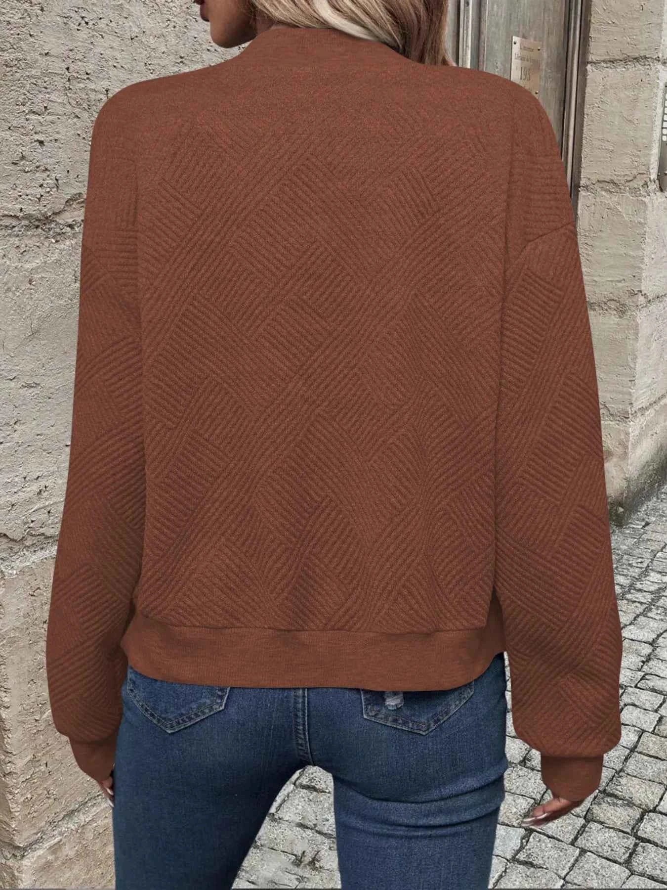 Zip-Up Textured Long Sleeve Jacket 79404389545146ada79115be744f6d24-Max-Origin