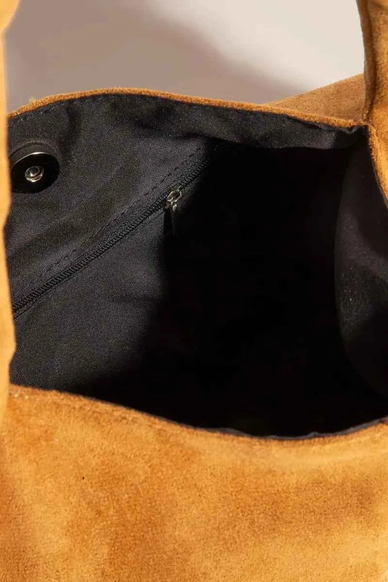 Fame Metallic Studded Faux Suede Hand Bag 79432cf1e5e24dd0b4cc53dbf9d1fcf5-Max-Origin