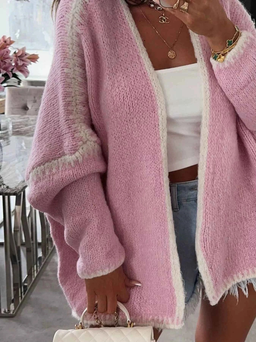 Contrast Trim Open Front Cardigan 7943f6fc-0ccb-4d6f-b71c-0ebf60d1d7aa-Max-Origin