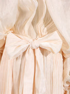 Tie Front Balloon Sleeve Midi Dress 794f190640214adcad1a1400f64eaaf6-Max-Origin