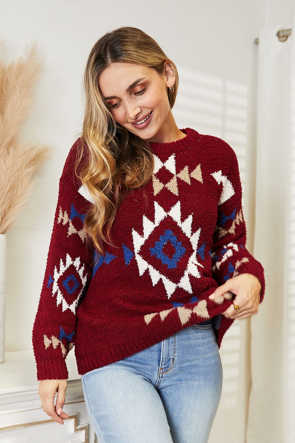 HEYSON Full Size Aztec Soft Fuzzy Sweater 79539acb355540a5bb540a7f53f4ed81-Max