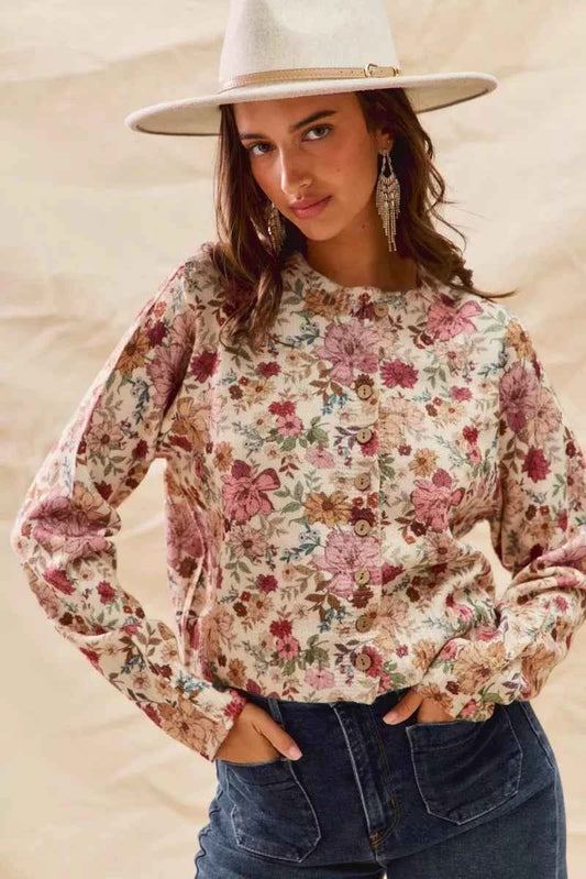 Floral Print Button Front Sweater Cardigan 79579c17817e4f7398aa2e07b4aa29c3-Max-Origin