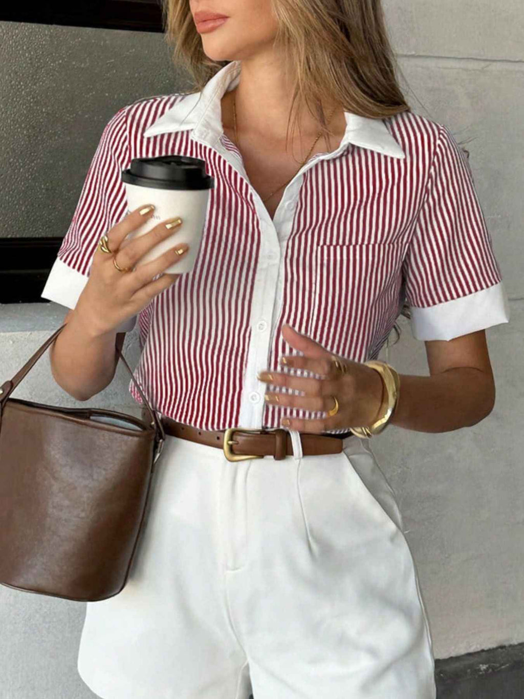 Striped Button-Down Short Sleeve Shirt 795b89fb-40df-41c6-9754-4ebe7a69ac83-Max