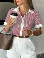 Striped Button-Down Short Sleeve Shirt 795b89fb-40df-41c6-9754-4ebe7a69ac83-Max