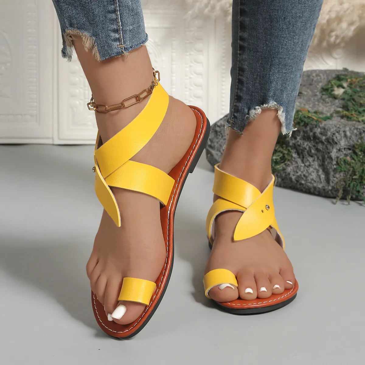 Toe Loop Flats Sandals Yellow 795cc6b2-b13c-45fa-bf03-bba80f9a20bc-Max-Origin