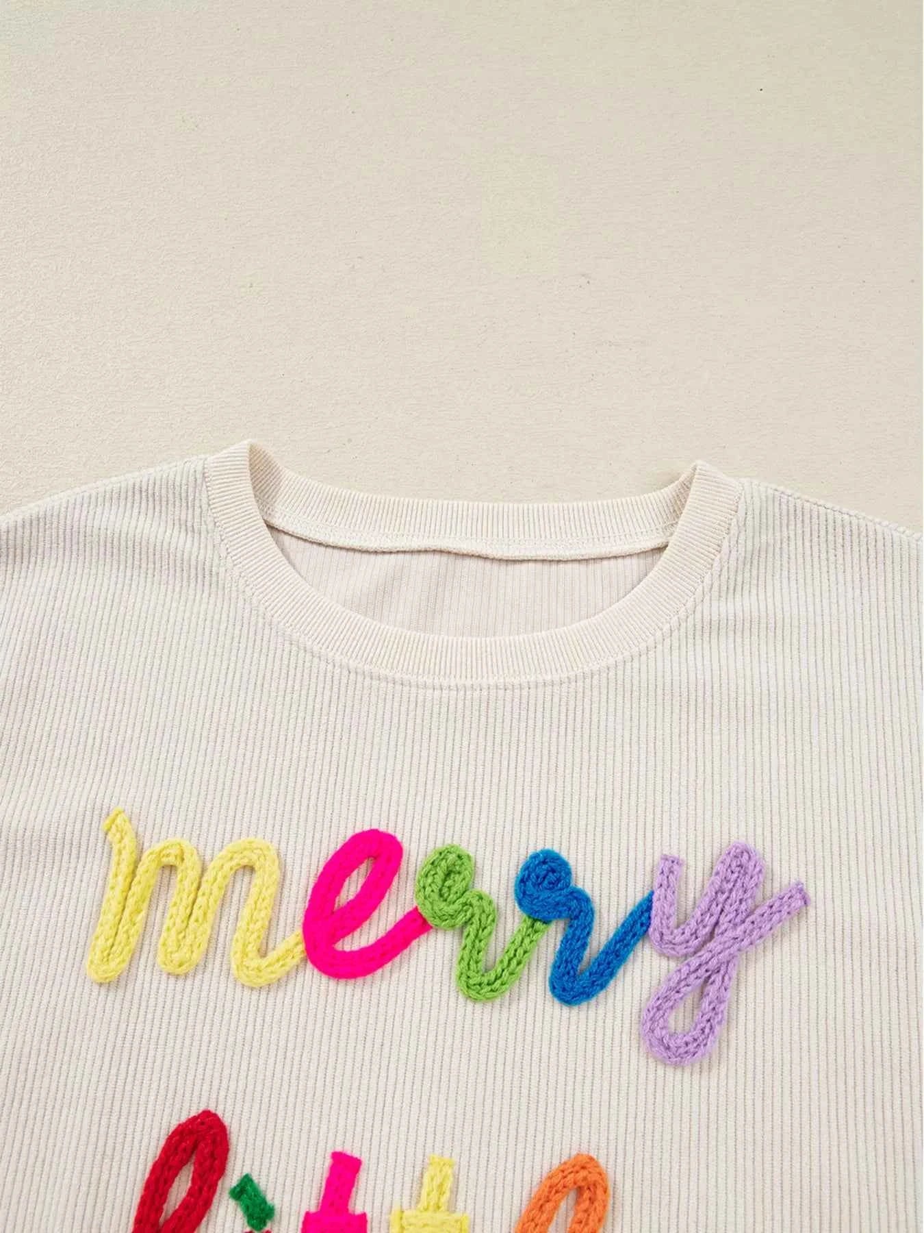 Merry Little Thing Corded Letter Graphic Ribbed Sweatshirt 797012e7b2a043b1b78907a34a79a988-Max-Origin