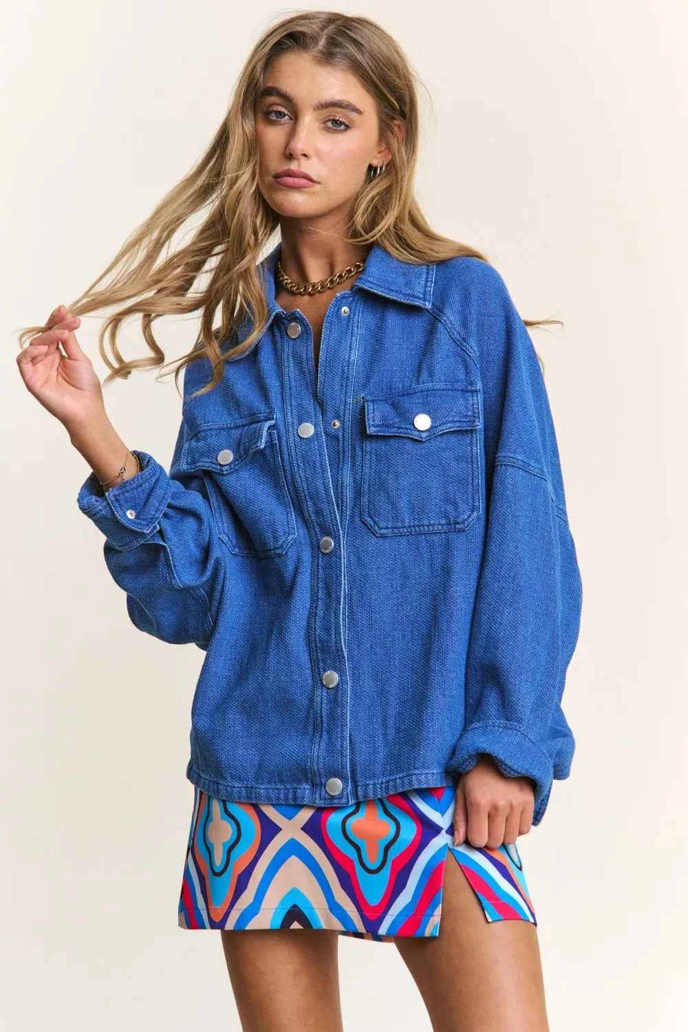 J.NNA Snap Down Long Sleeve Denim Shacket Dark Denim 7972ff0f-c056-4f8d-93fd-81b12e8226e9-Max