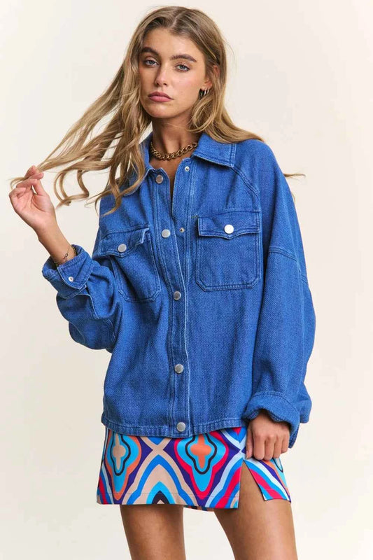 J.NNA Snap Down Long Sleeve Denim Shacket Dark Denim 7972ff0f-c056-4f8d-93fd-81b12e8226e9-Max