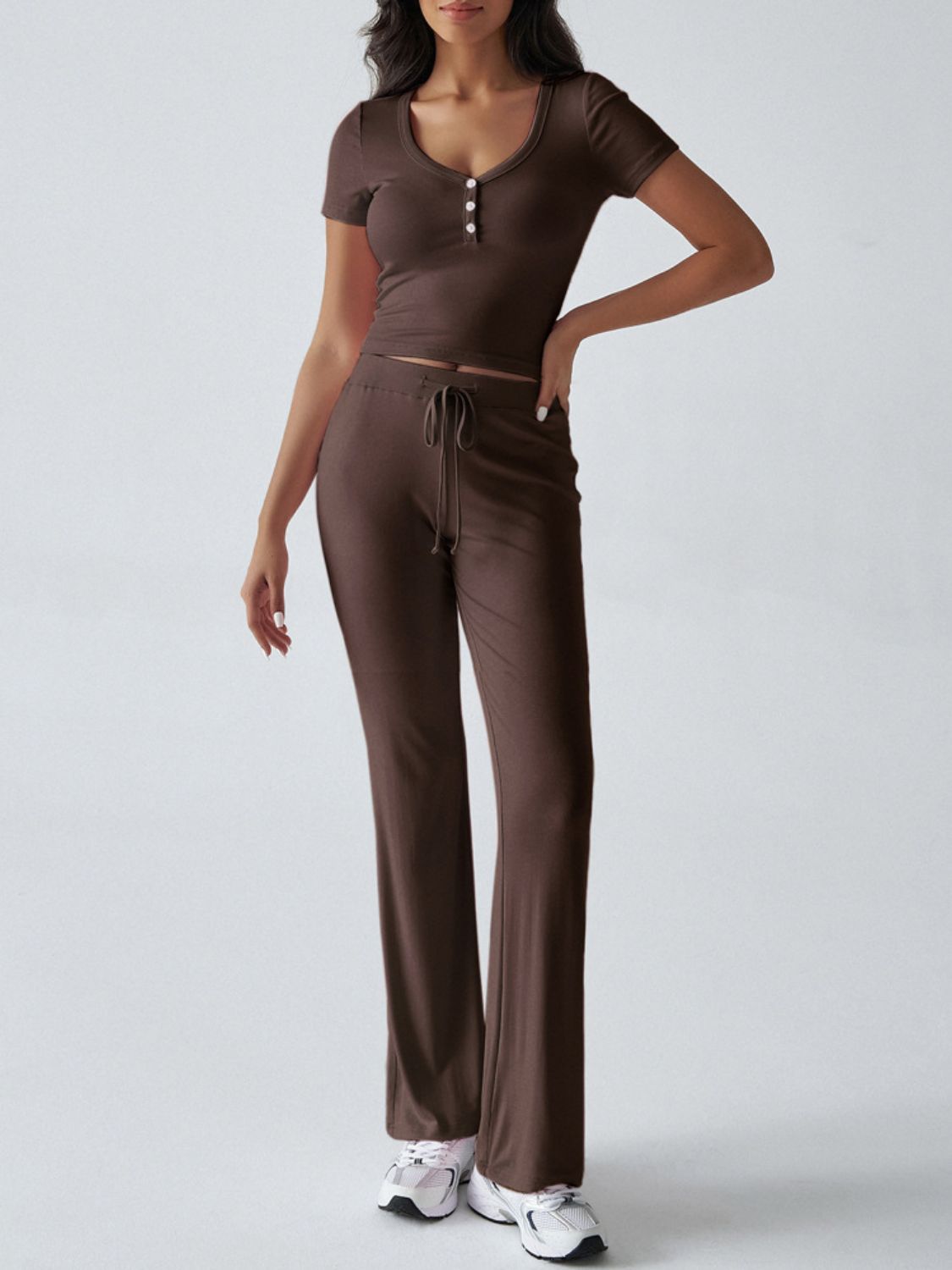 Devine Short Sleeve Top and Drawstring Pants Set