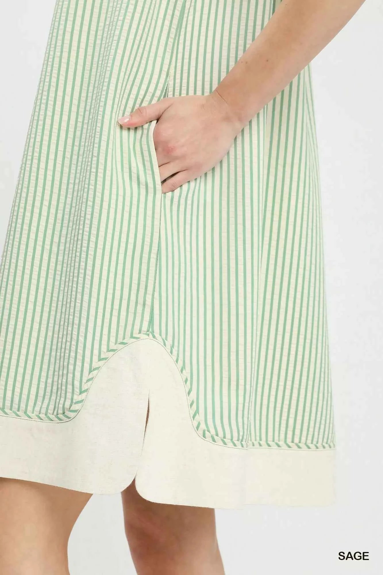 Umgee Pinstripe Shift Dress with Contrast Trim 79760613-ad8d-4ff7-969a-411b5e1522d1-Max-Origin