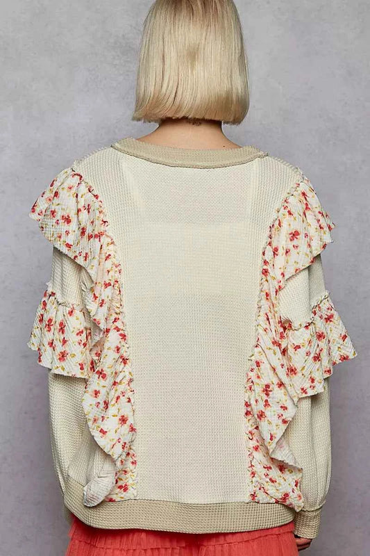 Round Neck Sweater with Floral Ruffle Detail 797de751-2f04-4264-ad5b-b8c842e78f26-Max-Origin