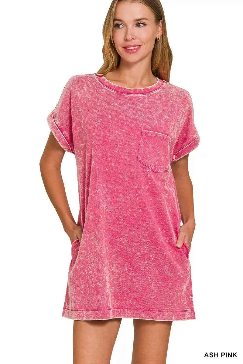 Zenana Premium Cotton Washed T-Shirt Dress ASH PINK 7994def527cc46cc973661acc9469aab-Max-Origin