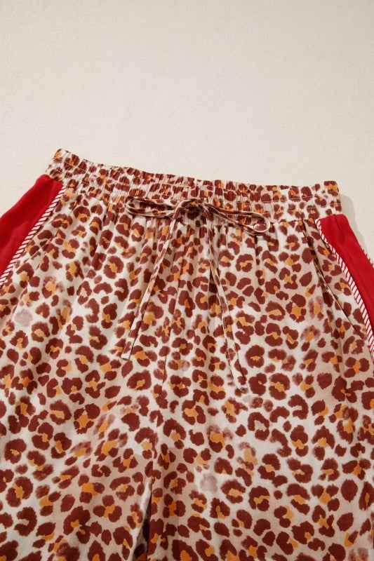 Leopard Contrast Trim Top and Pant Set 79a51fcd-47ea-4421-a365-3c460ad6da20