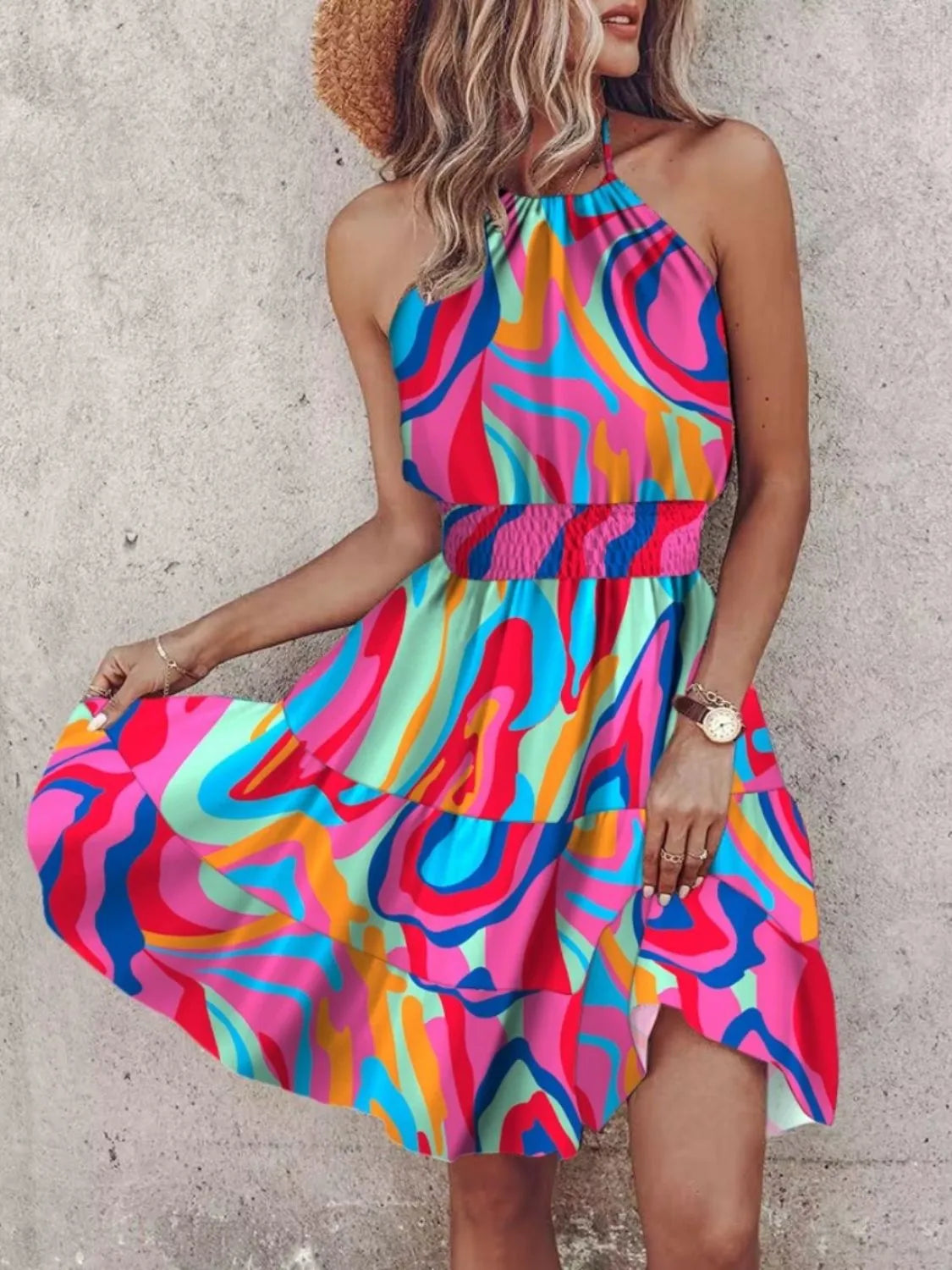 Paisley Print Halter Neck Mini Dress Color 79ac83f8-d30e-4a39-994a-421b78199d99-Max-Origin