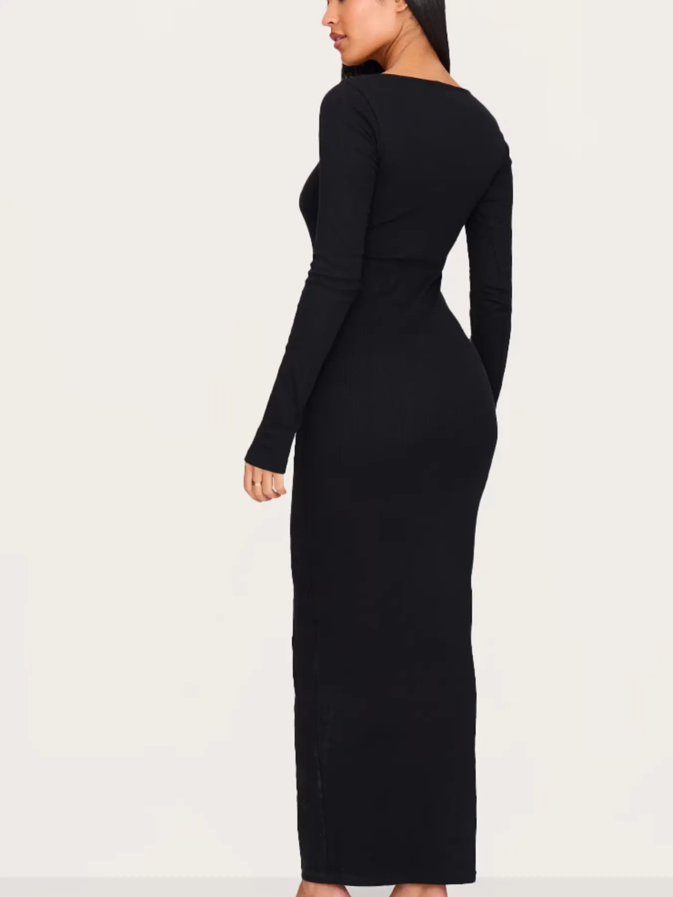Round Neck Long Sleeve Bodycon Maxi Dress 79b5468f15864ae9b9586a38e136111e-Max-Origin