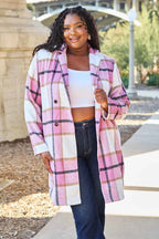 Double Take Full Size Plaid Button Up Lapel Collar Coat 79b64ec7abb54cffb684e081df6d1546-Max