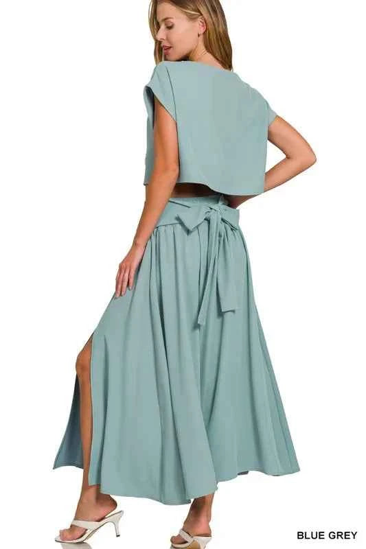 Zenana Heavy Woven Span Crop Tee & Skirt Set 79d56da737054e83a03223f8471d7e88-Max-Origin