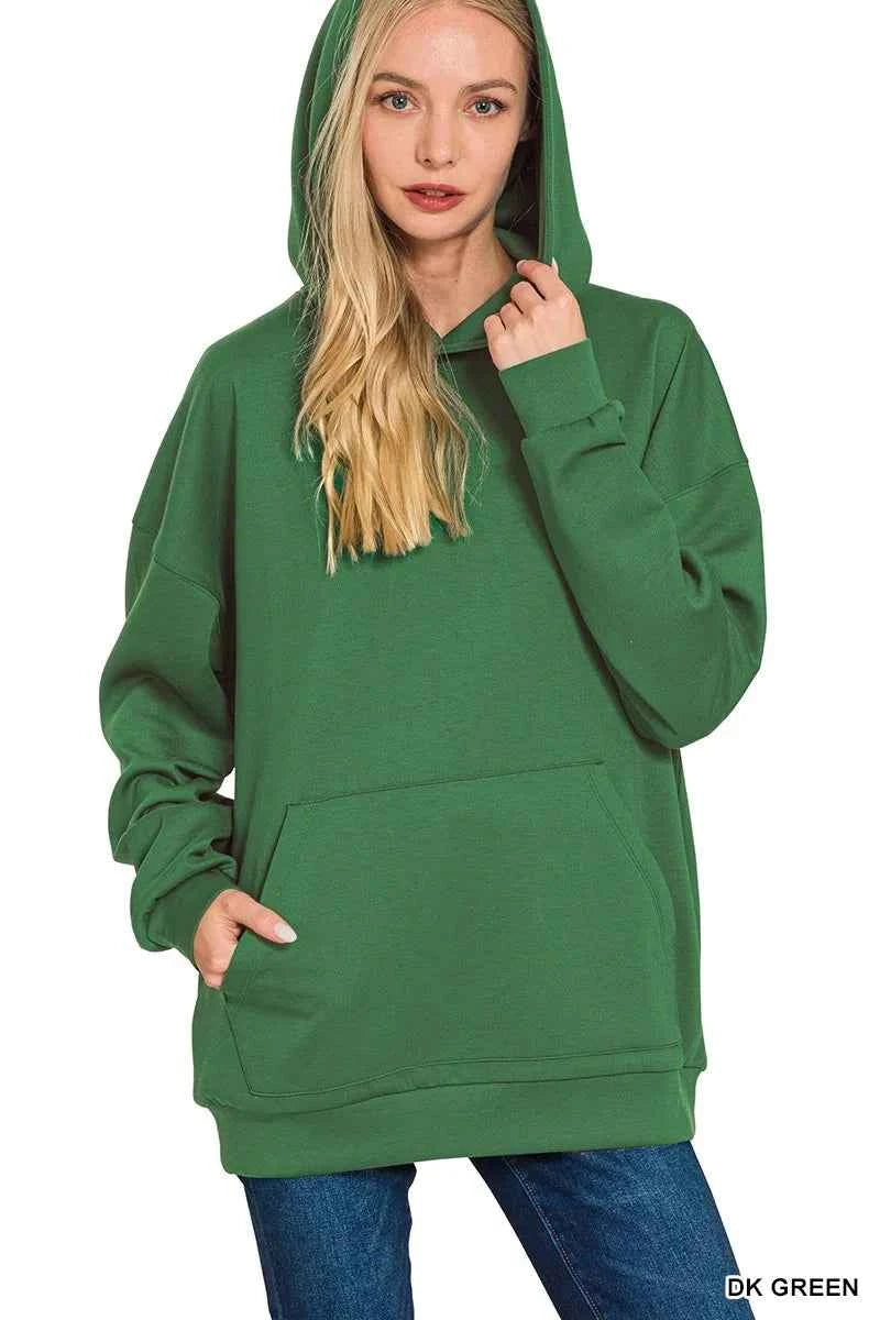 Zenana Oversized Scuba Hoodie with Kangaroo Pocket DK GREEN 79d636021b2a4d2d872606bd9628bd99-Max-Origin