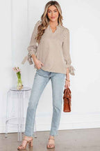 Blair Tied Cuffs Seersucker Blouse 79dc9290-d611-40e5-9be4-ca6514cf77da