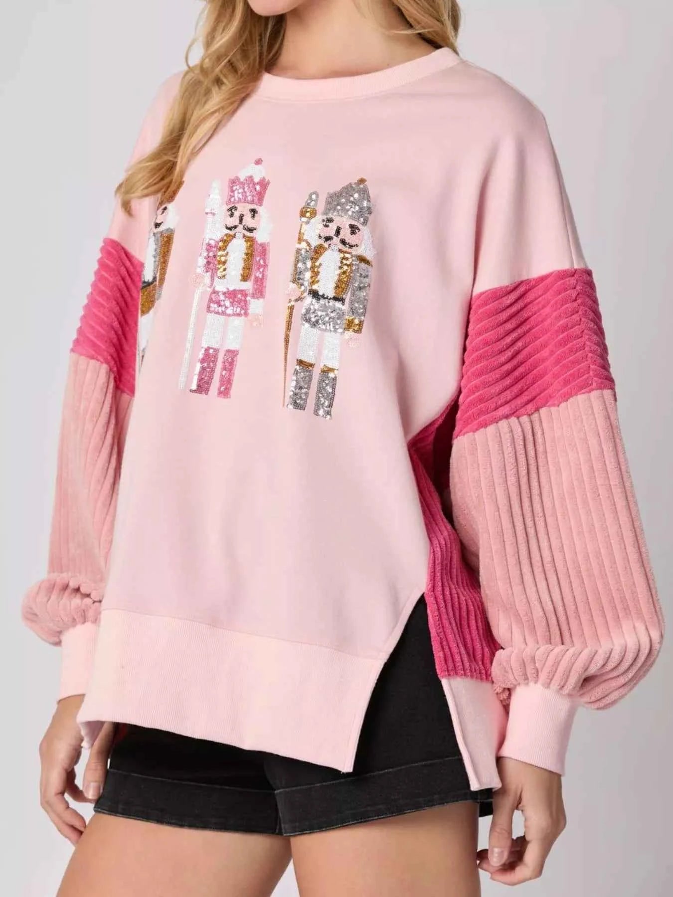 Nutcracker Long Sleeve Sweatshirt with Side Slit 79e3b4b8-6020-4511-bec5-147054747c80-Max-Origin