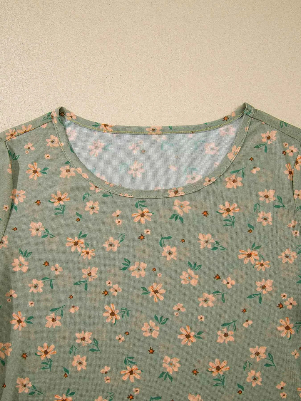 Floral Print Mesh Long Sleeve Top 79e49d6e35584a1c8396746e2f7f1909-Max-Origin