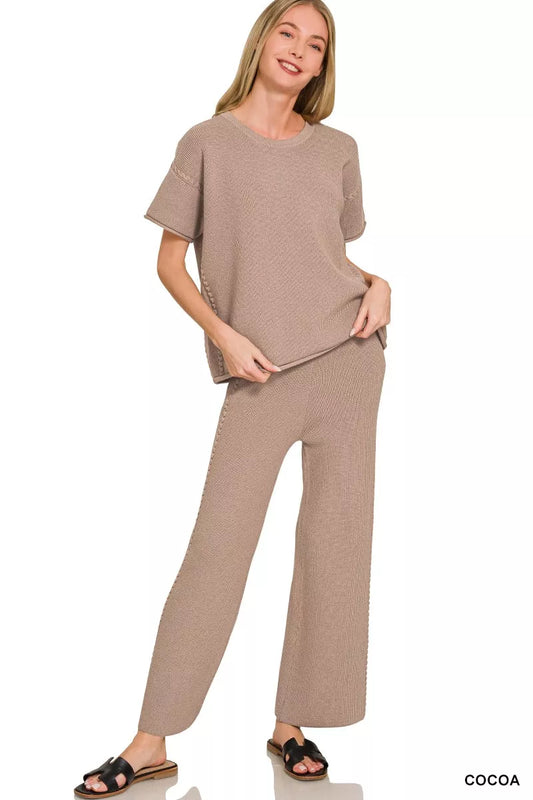 Viscose Round Neck Top & Pants Set COCOA 79ecda0f-9997-4cbc-b30d-2636dac7b968-Max-Origin