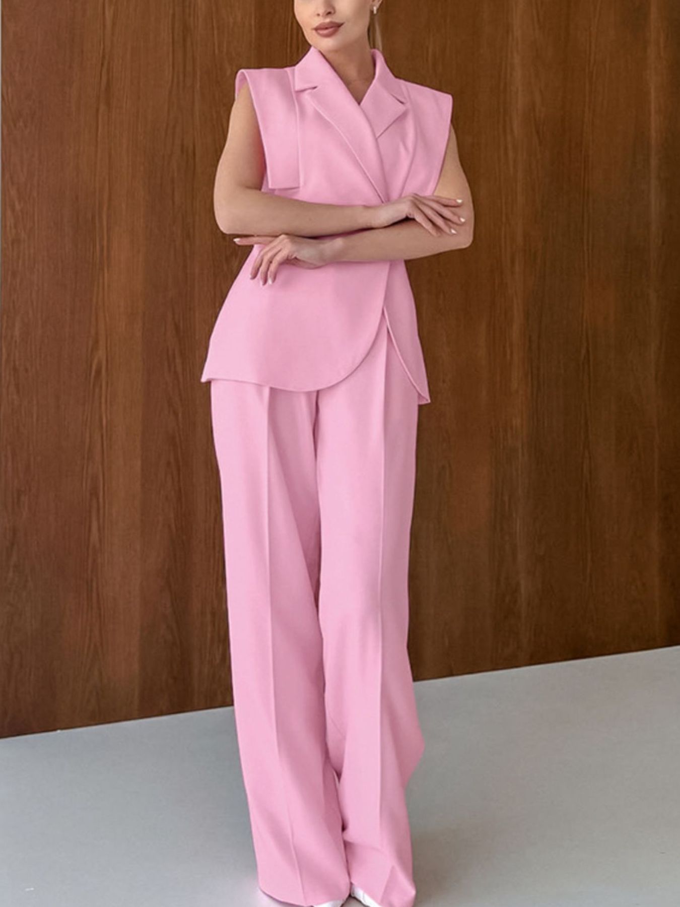 Sleeveless Blazer & Wide Leg Pants Set 79eef651-8e22-477f-a053-dc07bfe2e086-Max